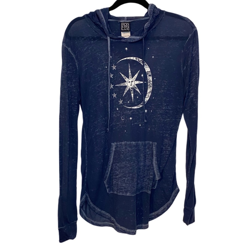 Modern Lux Star and Moon Long Sleeve Hooded Shirt